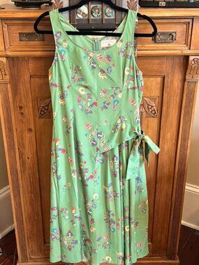 Cotelac Green Dress - Fun Tiki Pattern